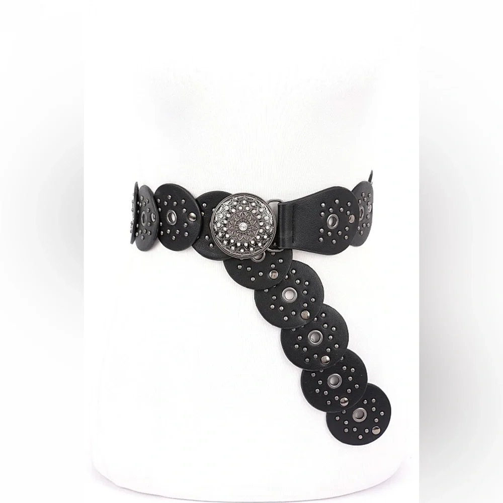 Vegan Leather Western Concho Statement Belt